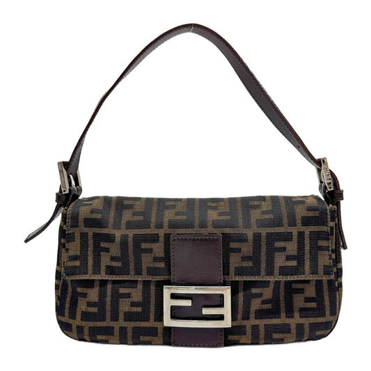 Baguette Brown Zucca Canvas Shoulder Bag