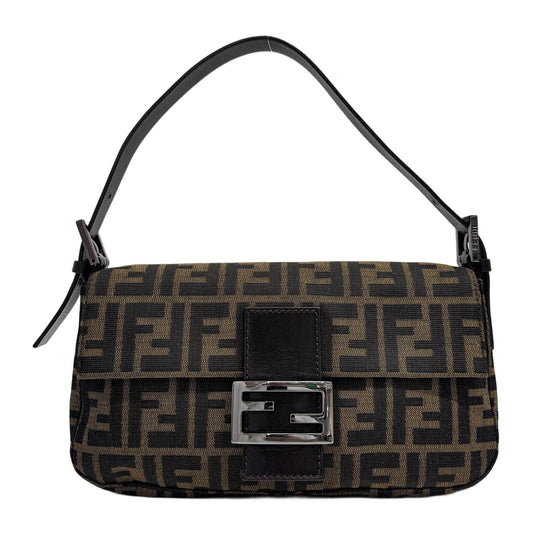 Baguette Brown Zucca Canvas Shoulder Bag