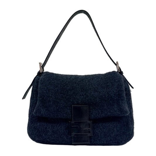 Mamma Baguette Black & Blue Cashmere Shoulder Bag