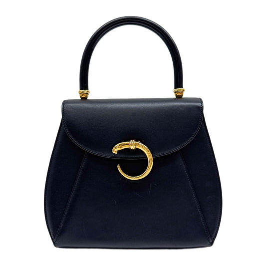 Panthère Black Leather Handle Bag
