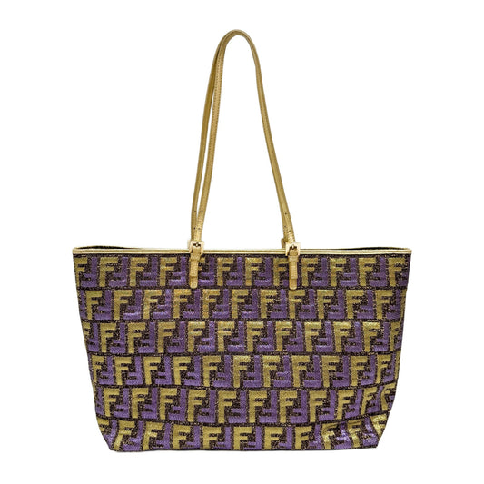 Roll Purple & Yellow Zucca Glitter Canvas Tote Shoulder Bag
