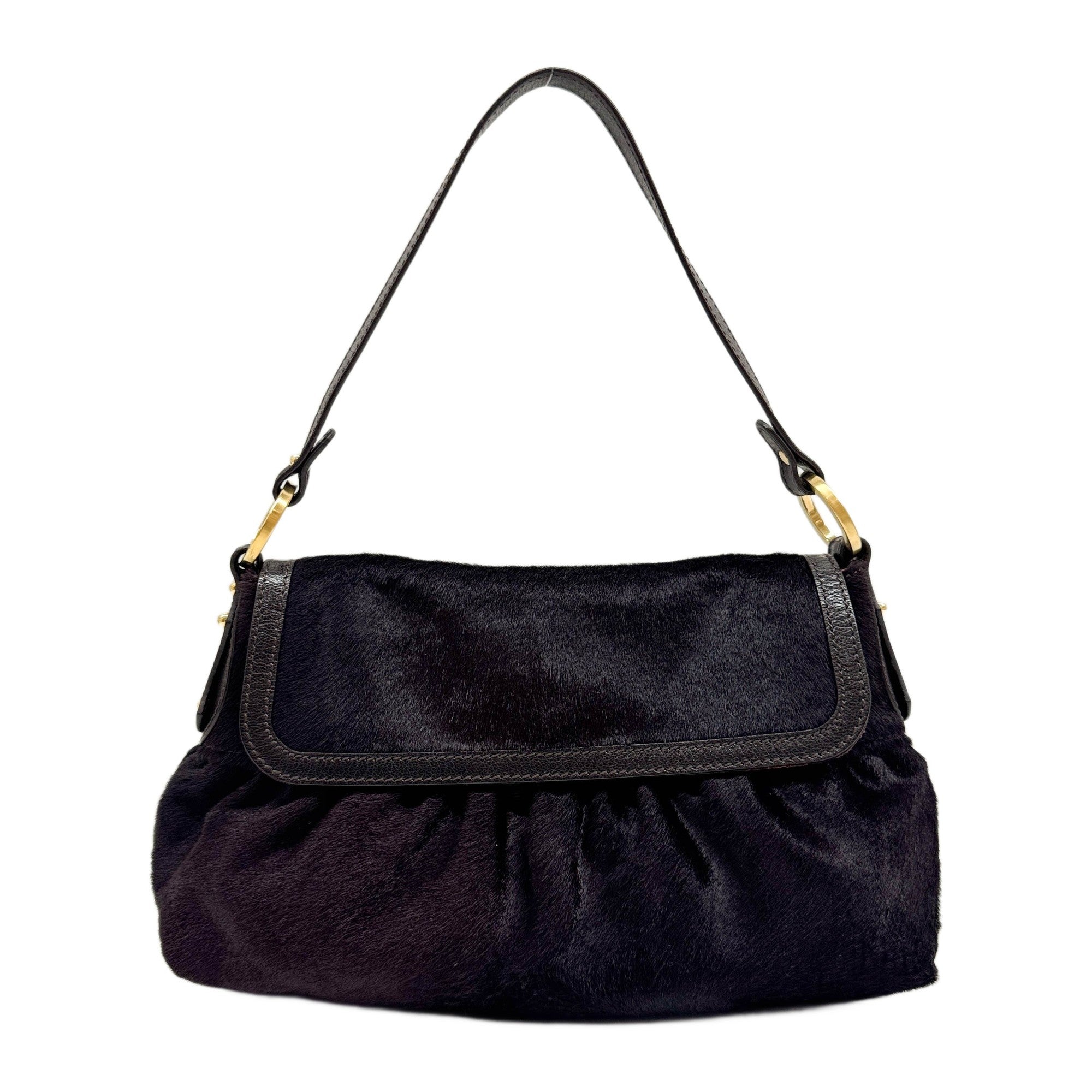 Chef Dark Brown Pony Hair Shoulder Bag