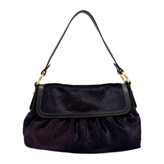Chef Dark Brown Pony Hair Shoulder Bag