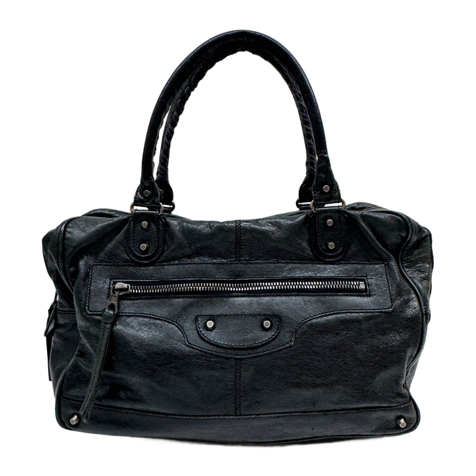 BALENCIAGA ショルダーバッグ ブラック レザー BALENCIAGA Motocross Classic Folder Black Leather Shoulder Bag