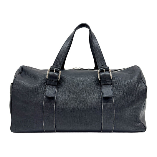Black Leather Duffle Travel Bag