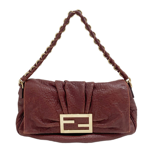 Mia Flap Burgundy Pebbled Leather Shoulder Bag