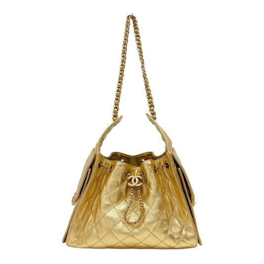 Small Chanel 25 2021-2026 Matelasse Gold Leather Shoulder Bag