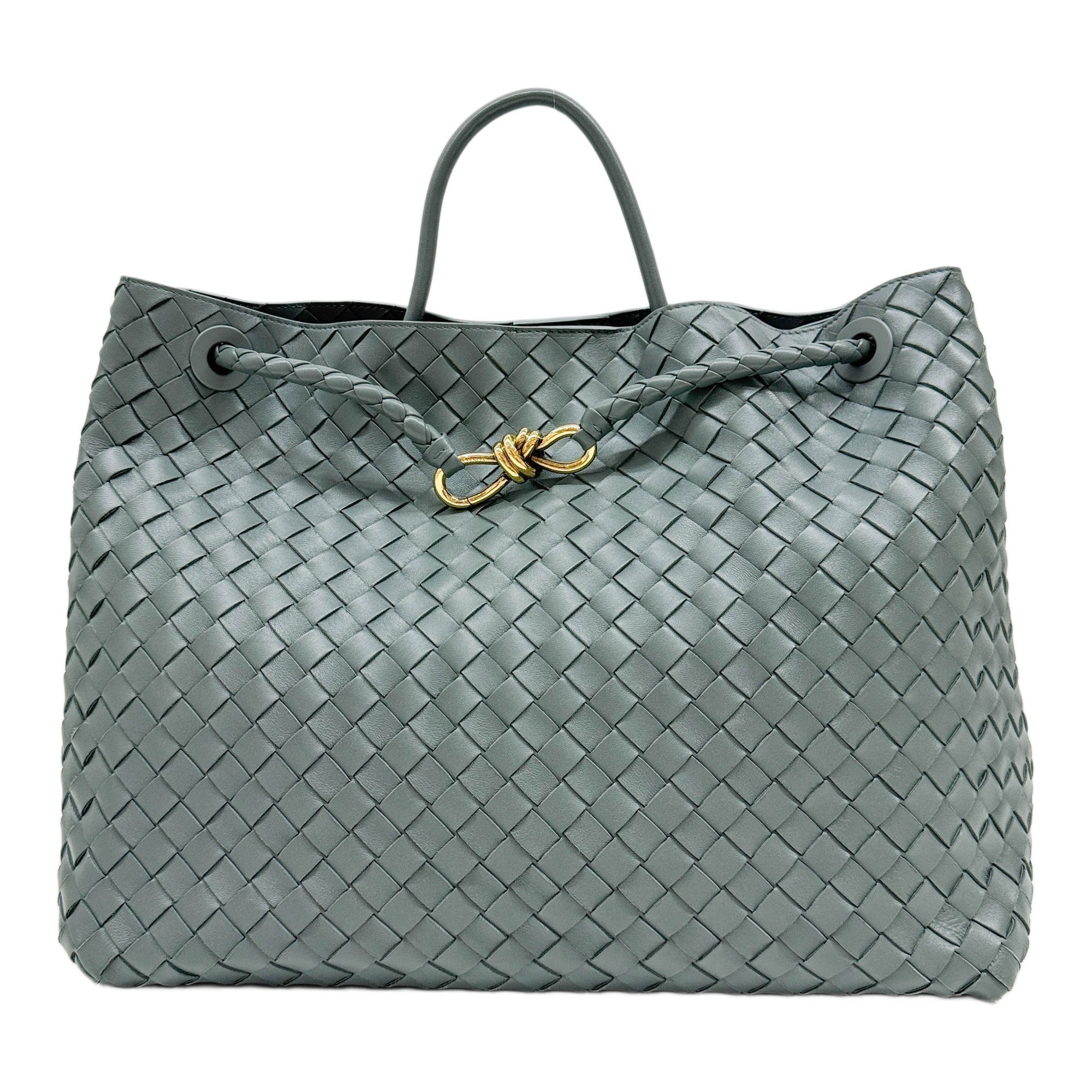 Andiamo Intrecciato Sage Grey Leather Two Way Bag