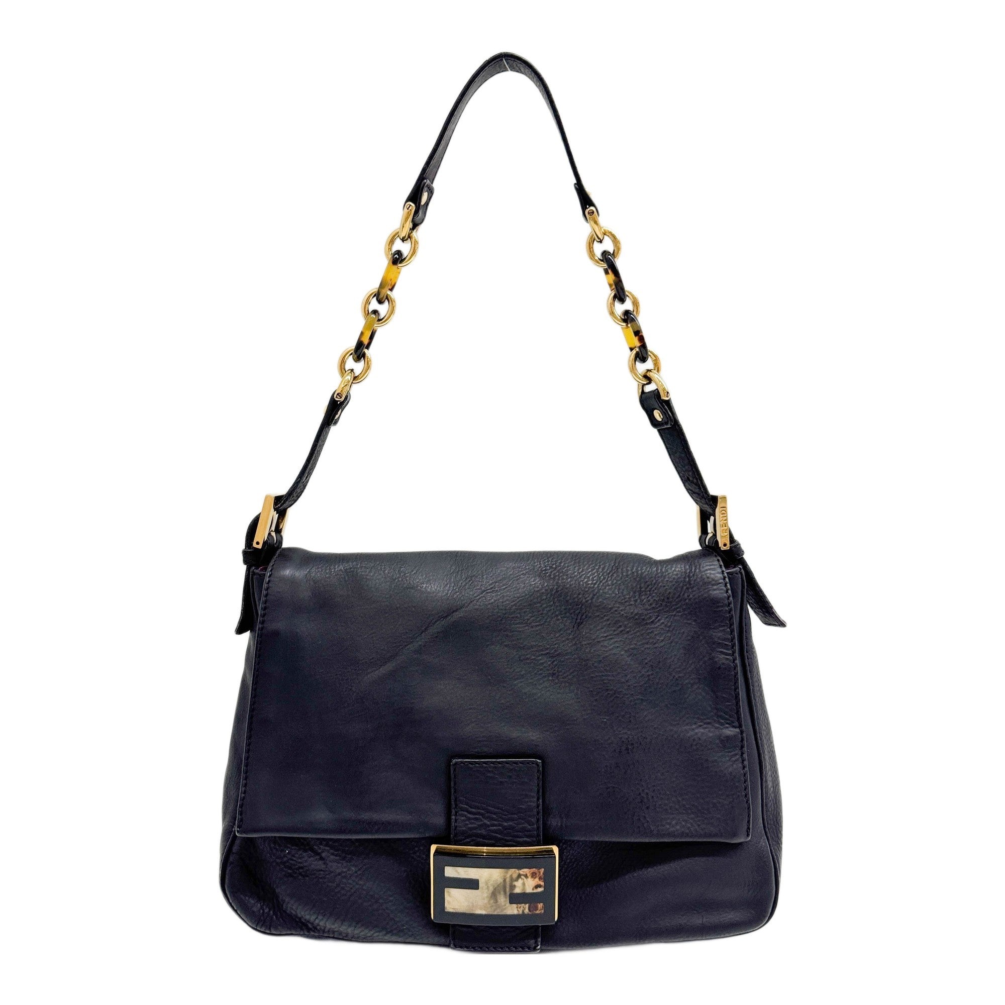 Mamma Baguette Black Leather Shoulder Bag