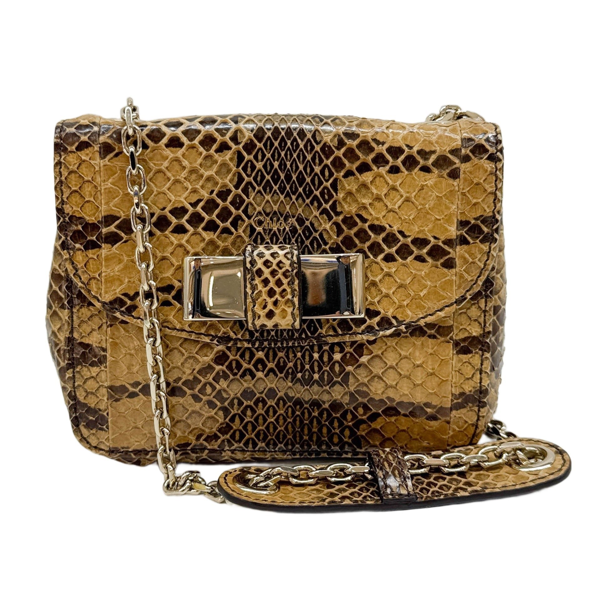 Lily Brown Python Embossed Leather Crossbody Bag