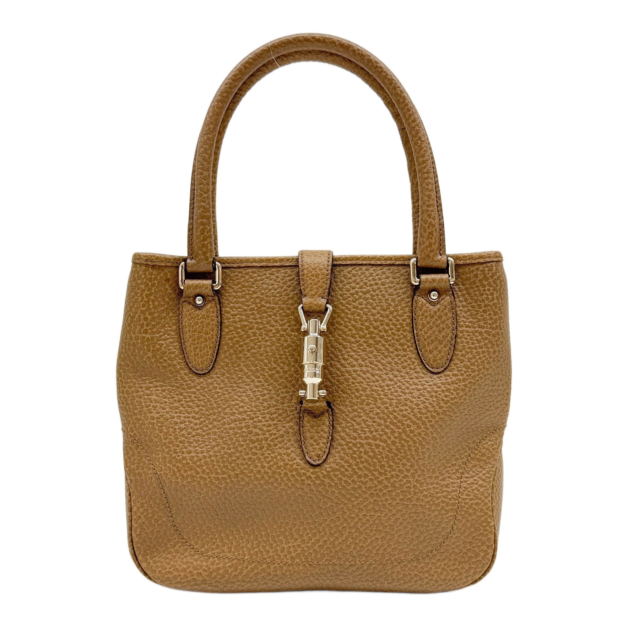 Jackie 1961 Brown Pebbled Leather Tote Handle Bag