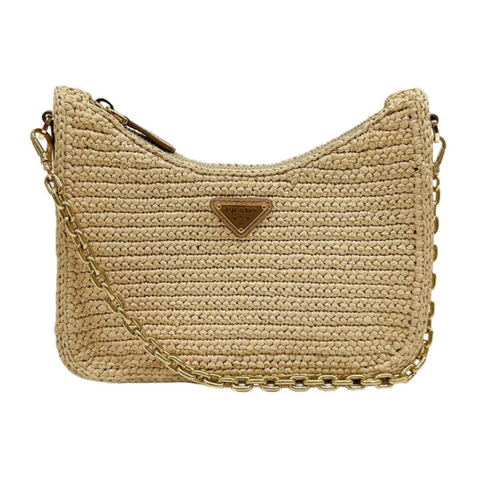 Re-Edition Beige Raffia Two Way Bag