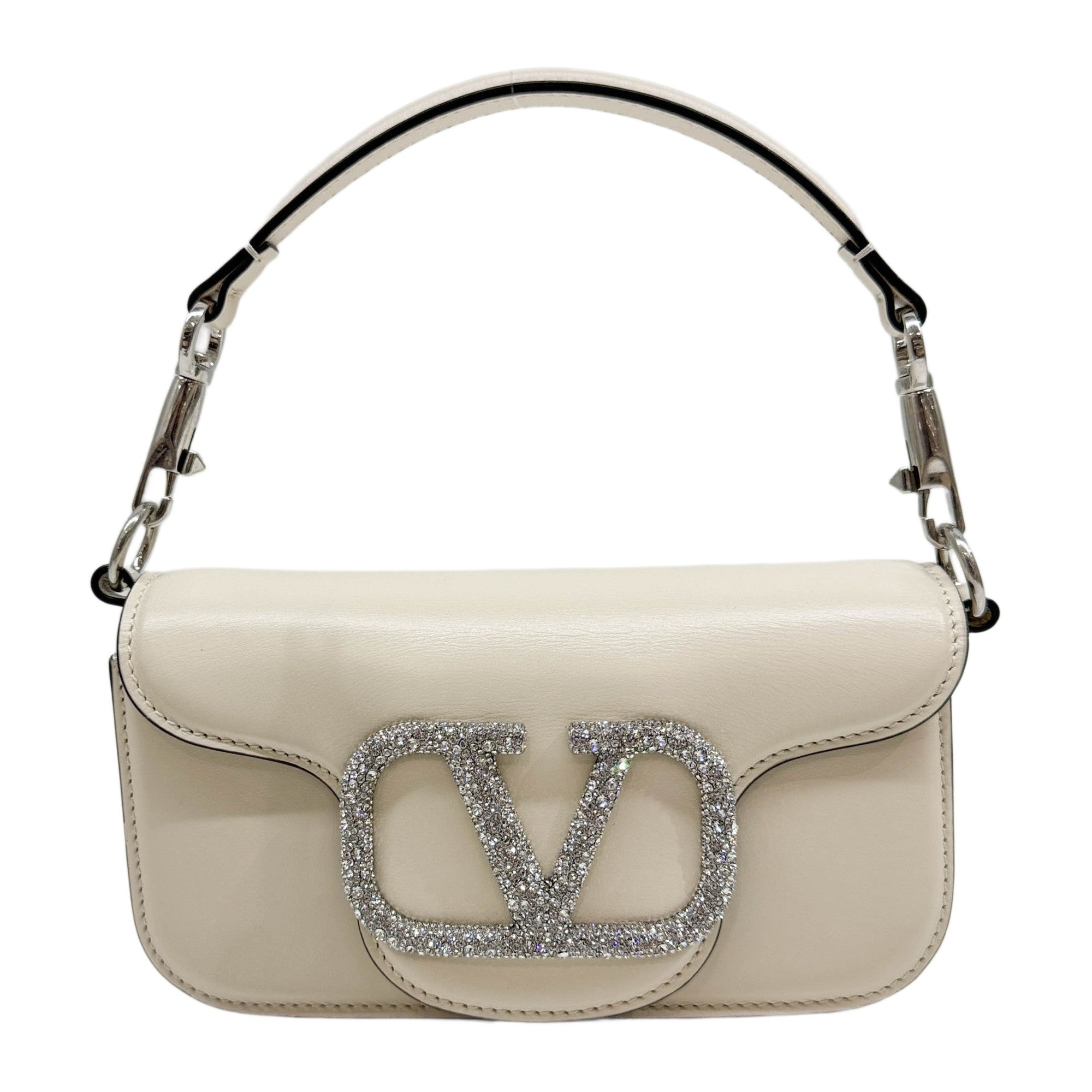 Small Loco Jewel Logo Beige Leather Shoulder Bag