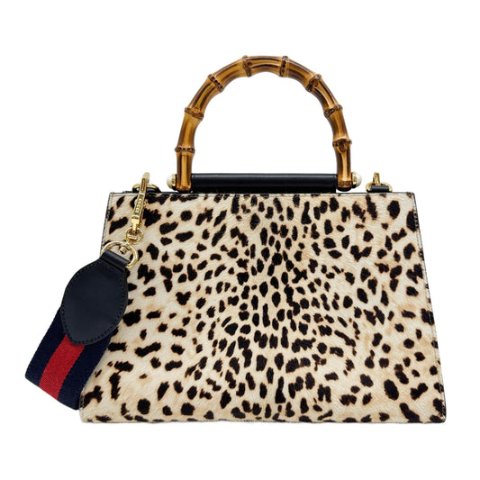 Nymphaea Brown Dalmatian Print Pony Hair Two Way Bag