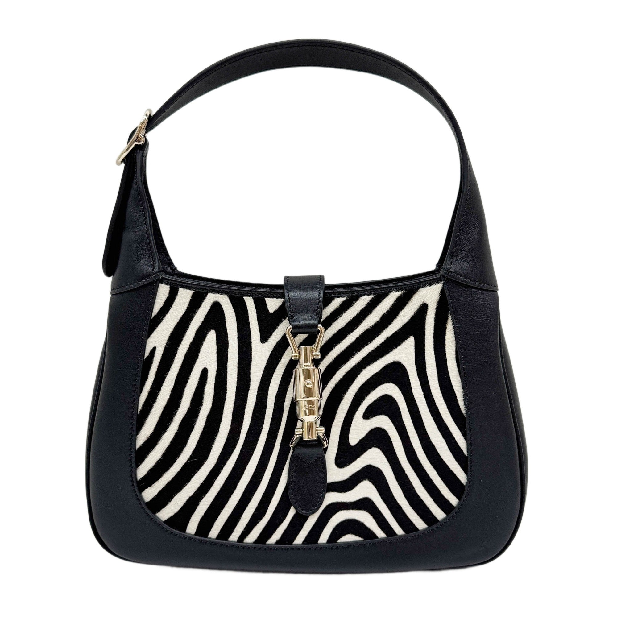 Jackie 1961Black Zebra Print Pony Hair Shoulder Bag