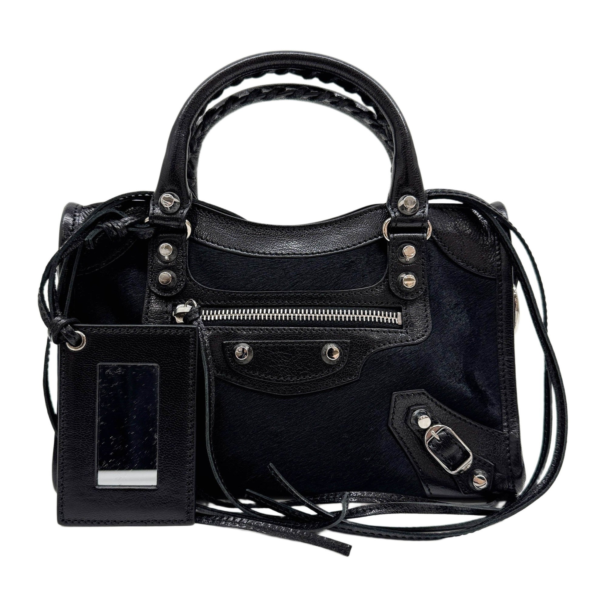 Mini City Black Pony Hair Two Way Bag