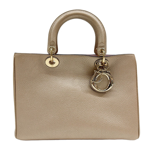 Large Lady Dior Gold Leather Two Way Bag