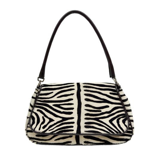 Brown Zebra Print Pony Hair Shoulder Bag