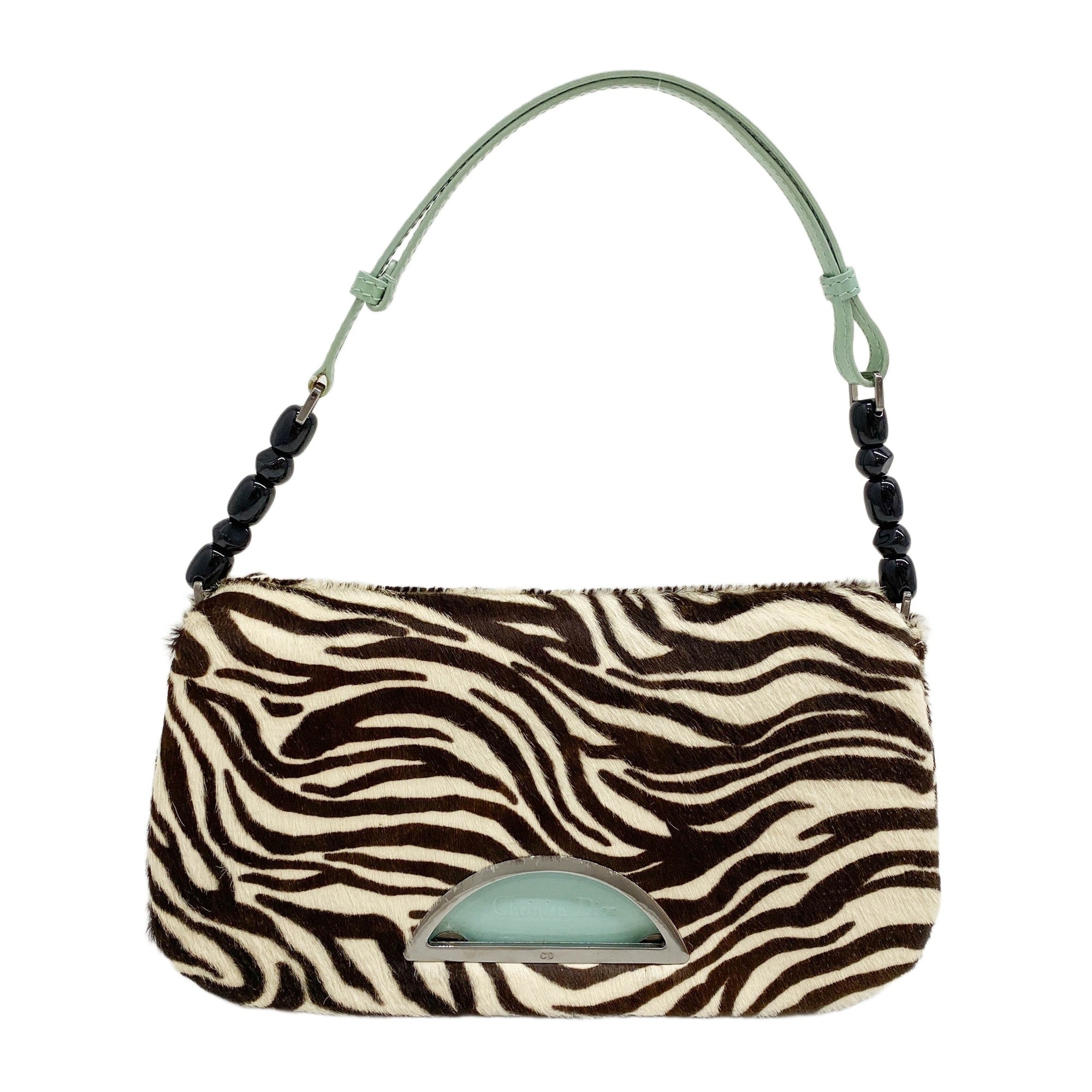 Malice Pearl Brown Zebra Print Pony Hair Shoulder Bag