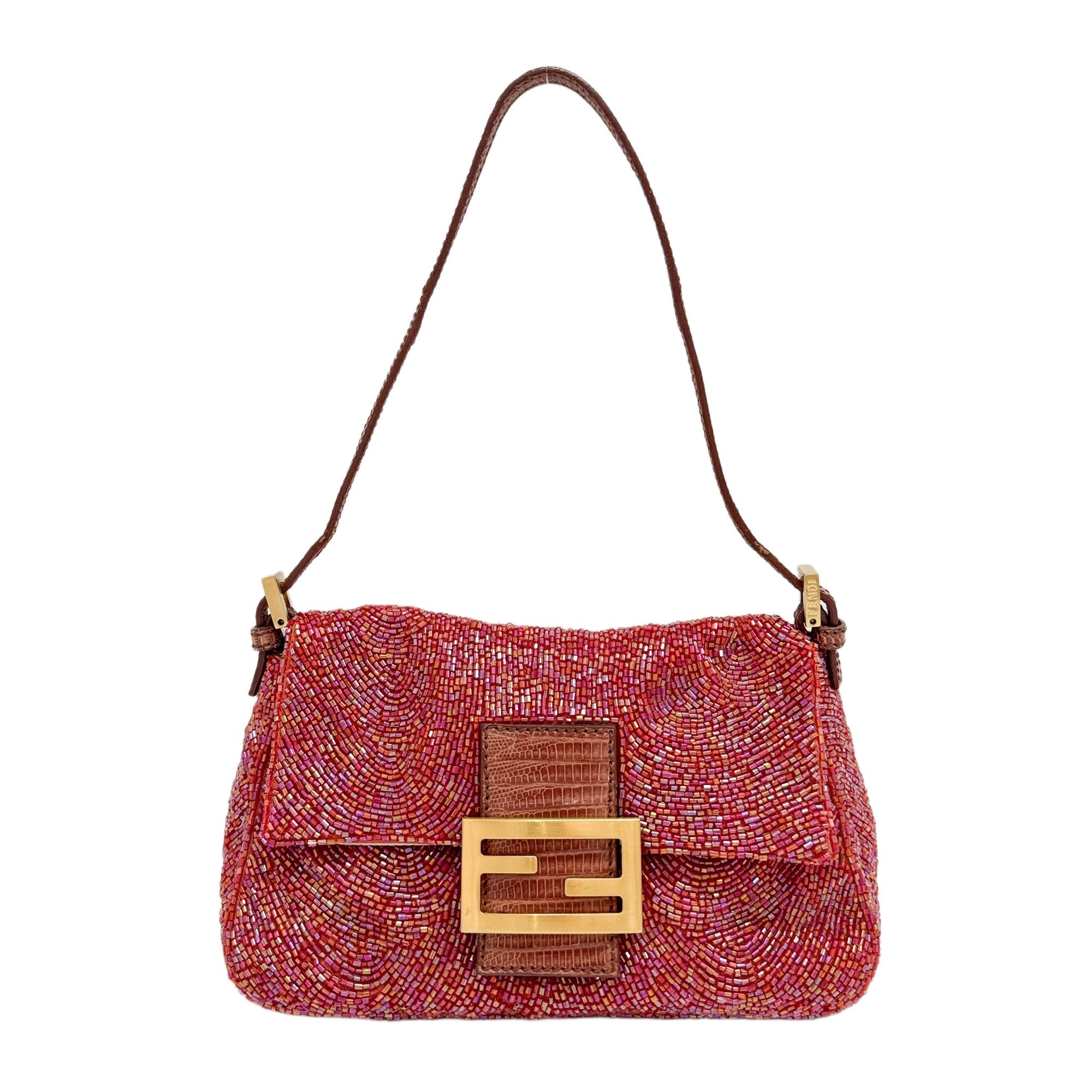 Mini Mamma Baguette Red Beads Shoulder Bag