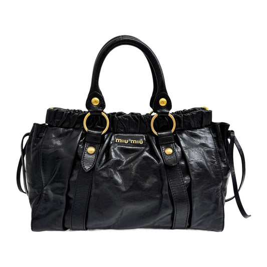 Vitello Black Leather Hand Bag