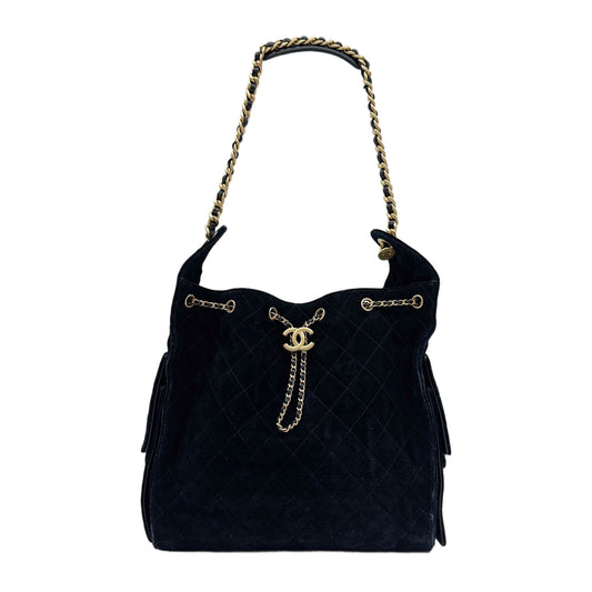 Small Chanel 25 2021-2026 Matelasse Black Suede Shoulder Bag