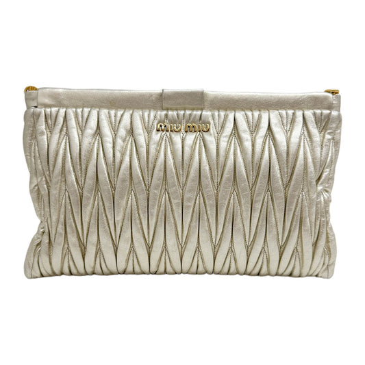 White Gold Leather Two Way Bag