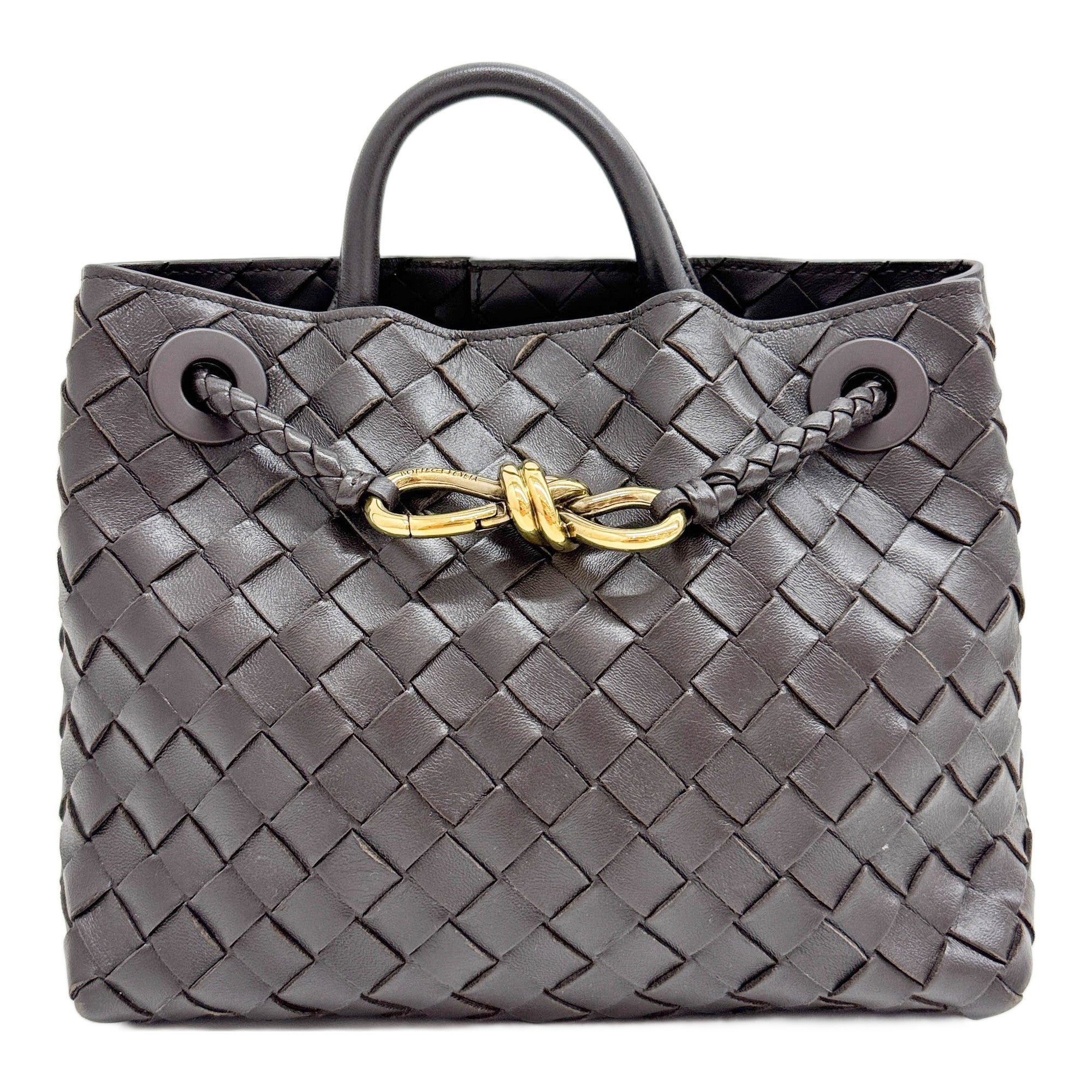 Andiamo Intrecciato Dark Brown Leather Two Way Bag