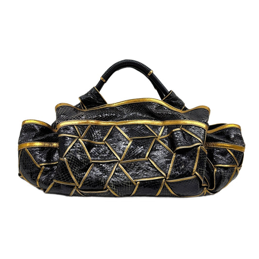 Special Edition Nappa Aire Fall/Winter 2007 Gold Trim Black Geometric Python Embossed Leather Tote Bag