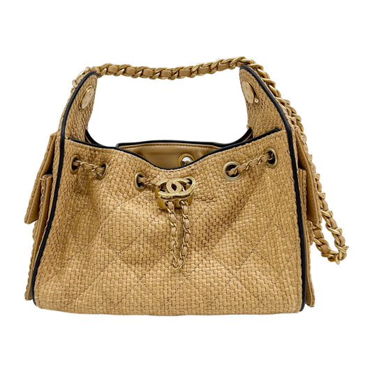 Mini Chanel 25 2021-2026 Light Brown Raffia Shoulder Bag