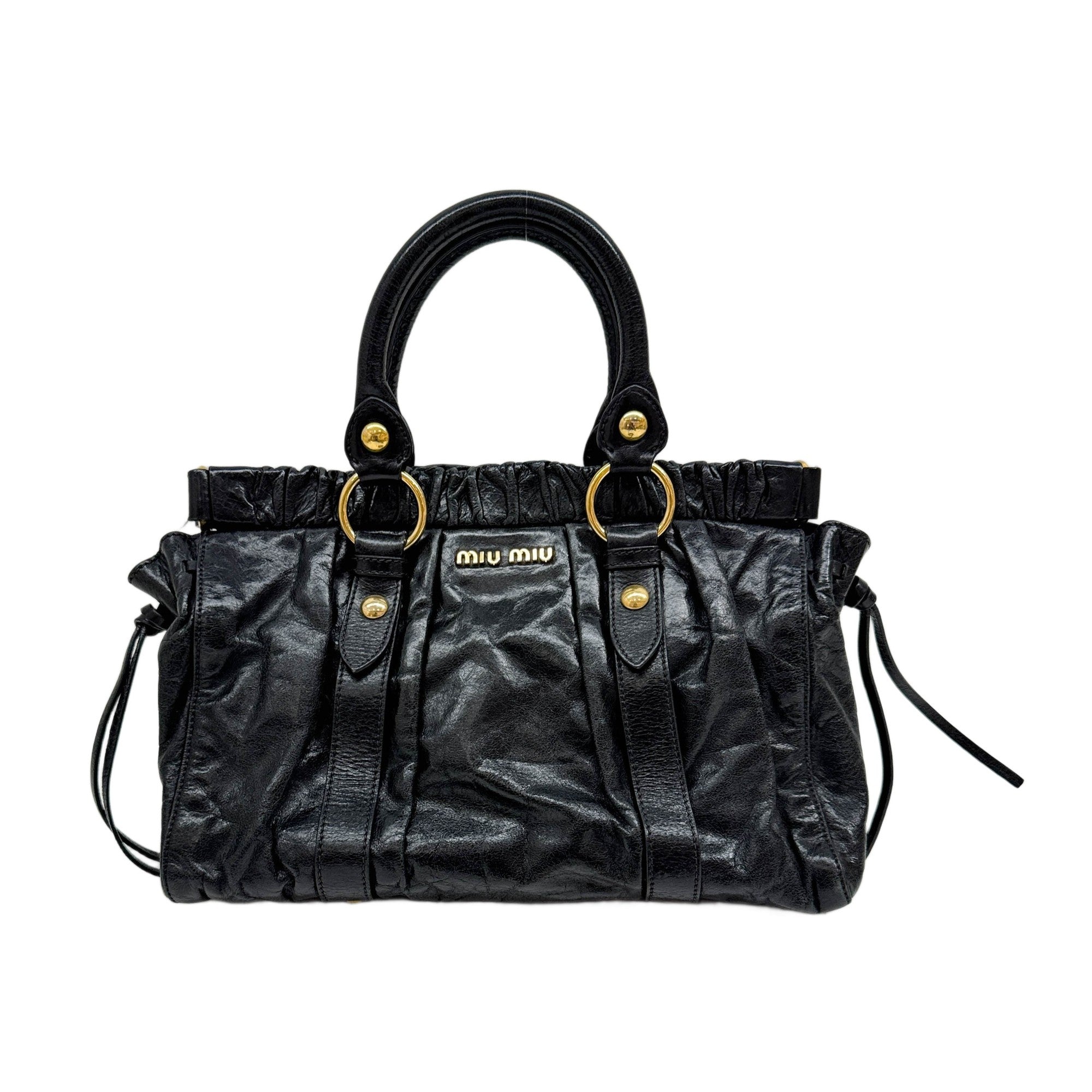 Vitello Black Leather Two Way bag