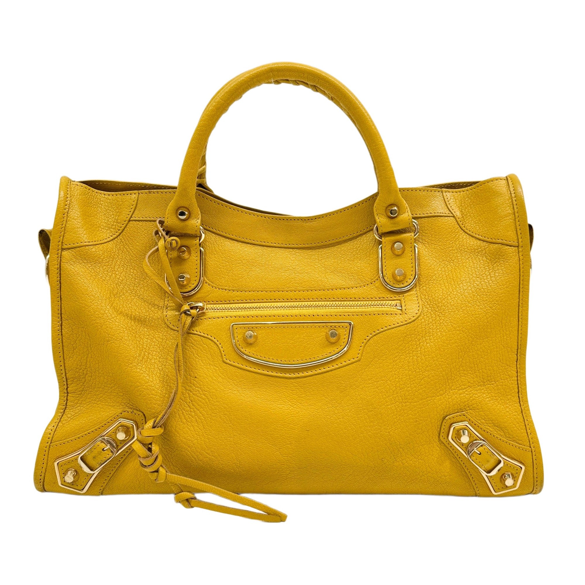 The City Marigold Yellow Leather Two Way Bag