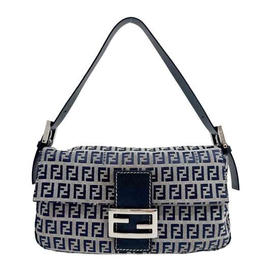 Baguette Navy Blue Zucchino Canvas Shoulder Bag