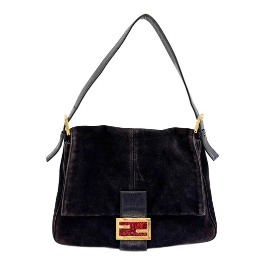 Mamma Baguette Black Suede Shoulder Bag