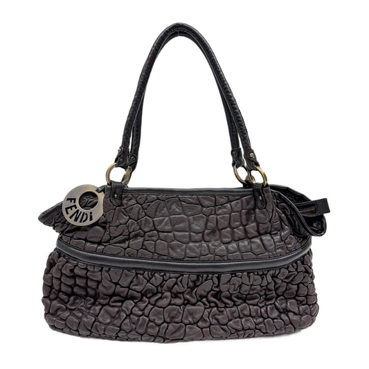 Large Chef Brown Bubble Leather Tote Bag