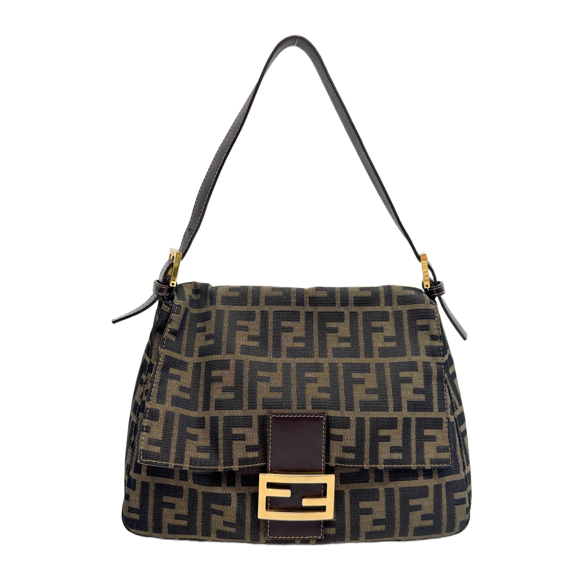 Mamma Baguette Brown Zucca Canvas Shoulder Bag