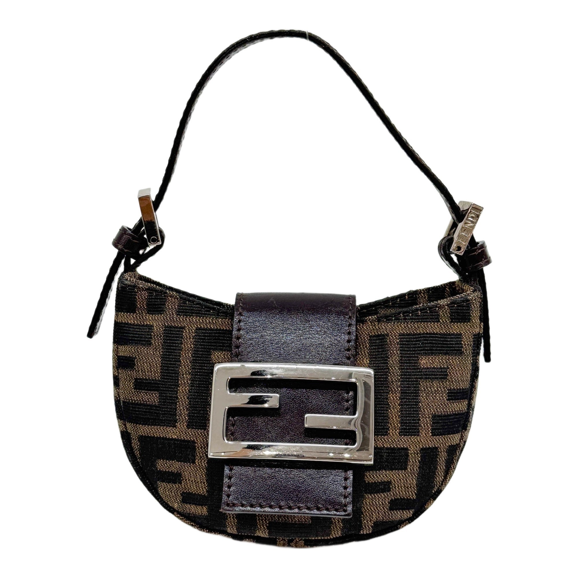 Mini Croissant Brown Zucca Canvas Hand Bag