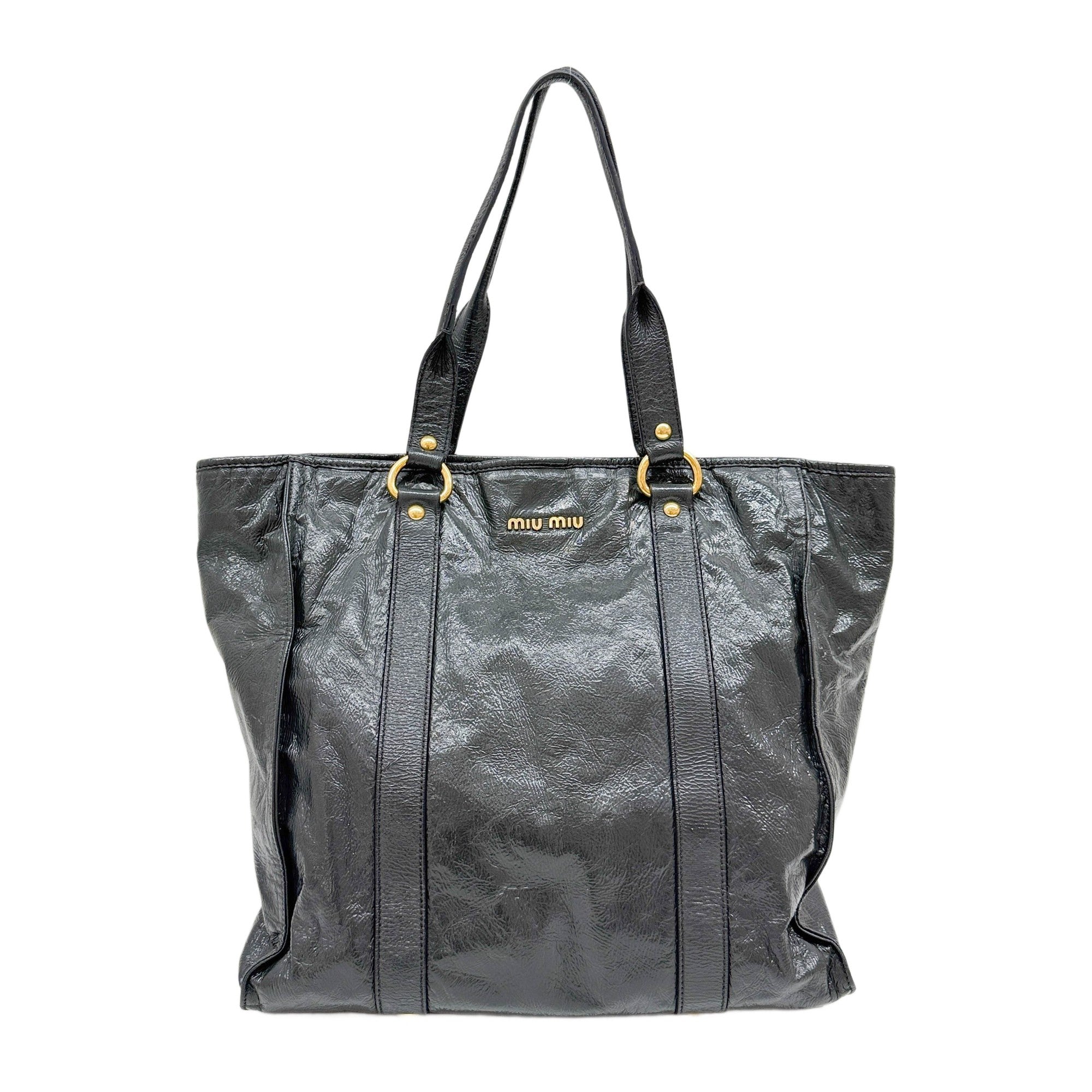 Grey Patent Leather Tote Bag