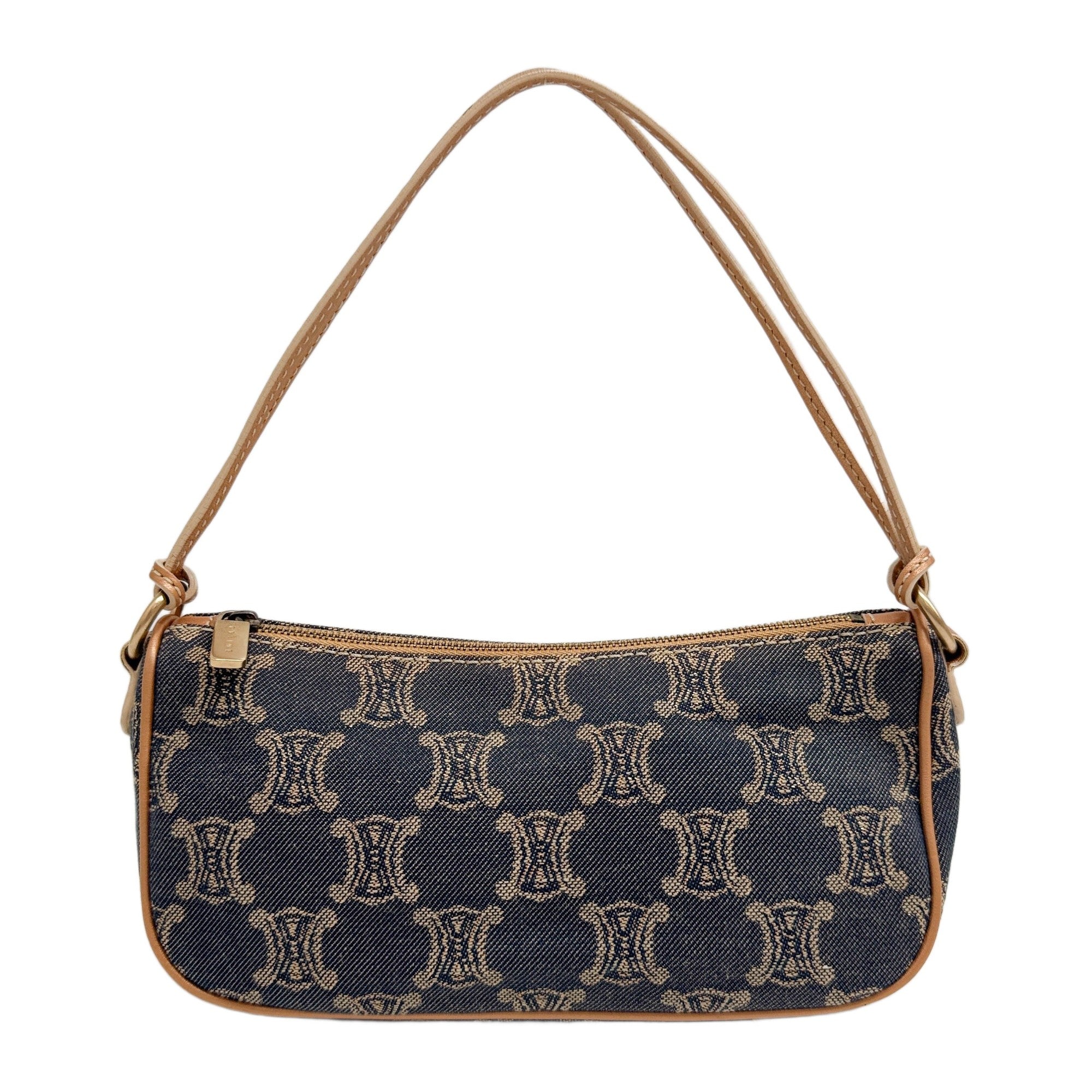 Blue & Rose Gold Paris Macadam Canvas Shoulder Pochette Bag