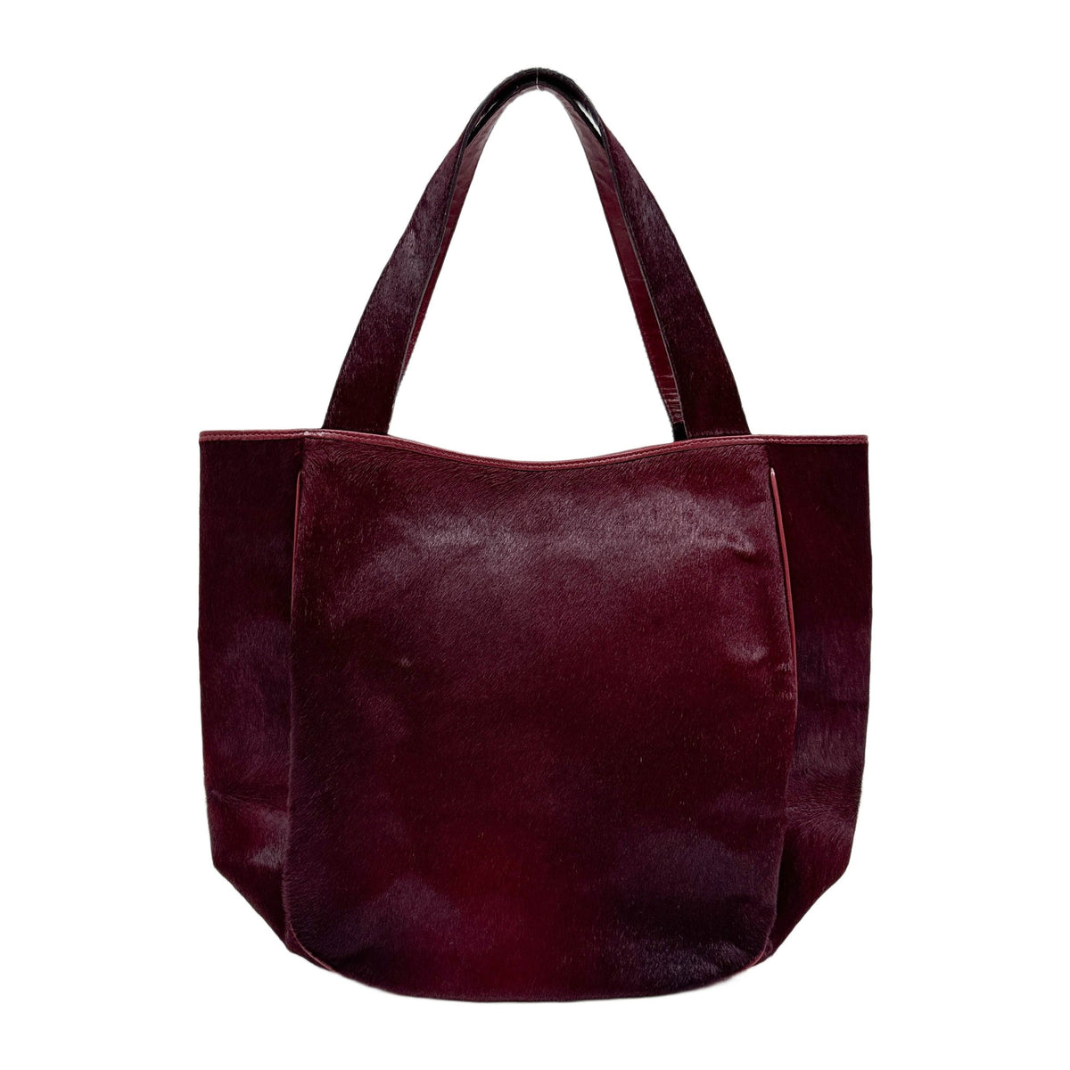 Bordeaux Red Pony Hair Shoulder Tote Bag