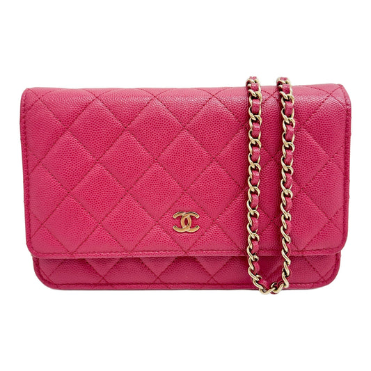 Wallet On Chain 2021-2026 Matelasse Pink Leather with Silver Hardware Crossbody Bag