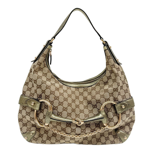 Horsebit Gold GG Beaded Canvas Shoulder Bag