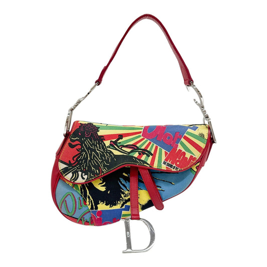 "Rasta Mania" Bob Marley Saddle Multicolor Leather and Canvas Shoulder Bag