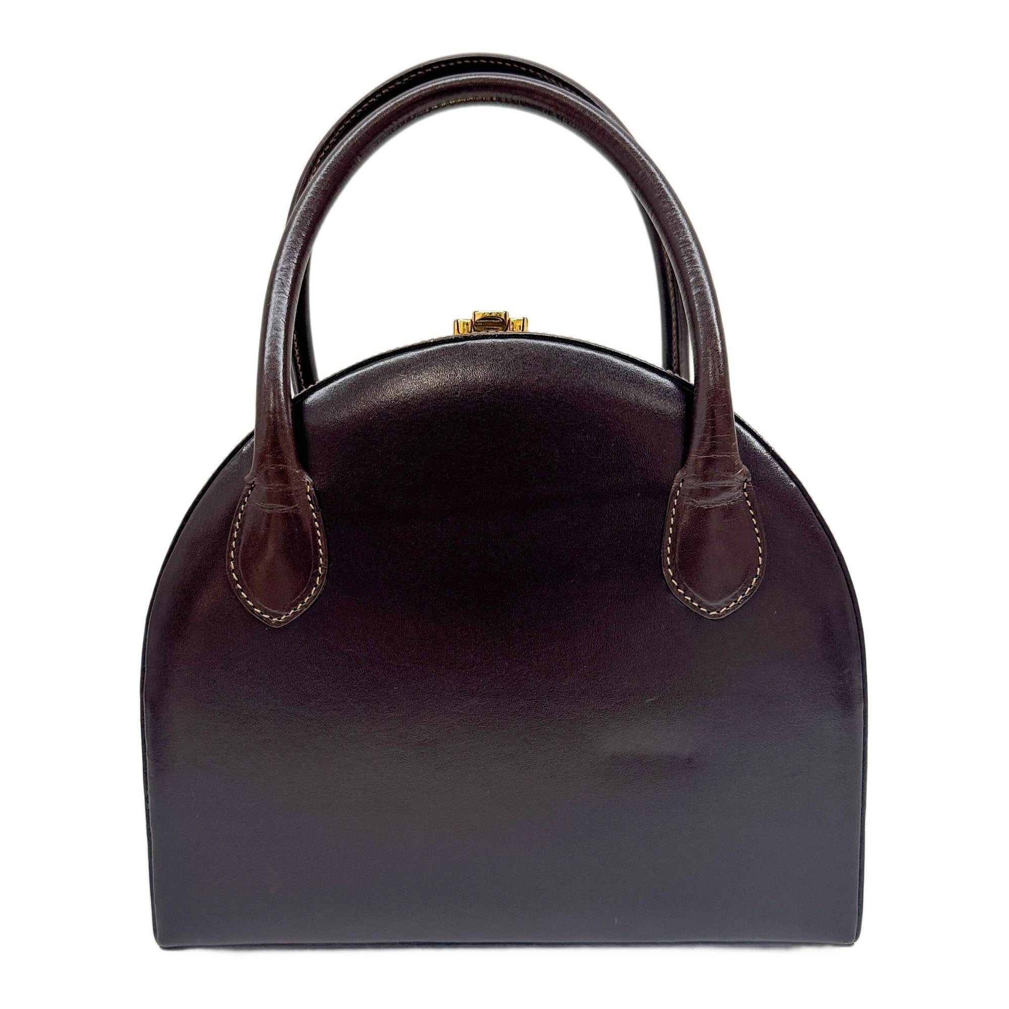 Bowler Gold Hardware Brown Leather Two Way Bag