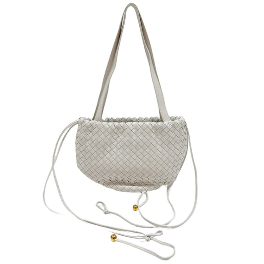 The Bulb Intrecciato White Leather Shoulder Bag