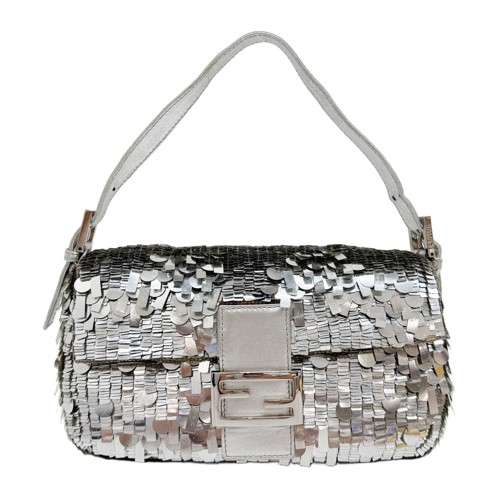 Baguette Silver Sequin Shoulder Bag