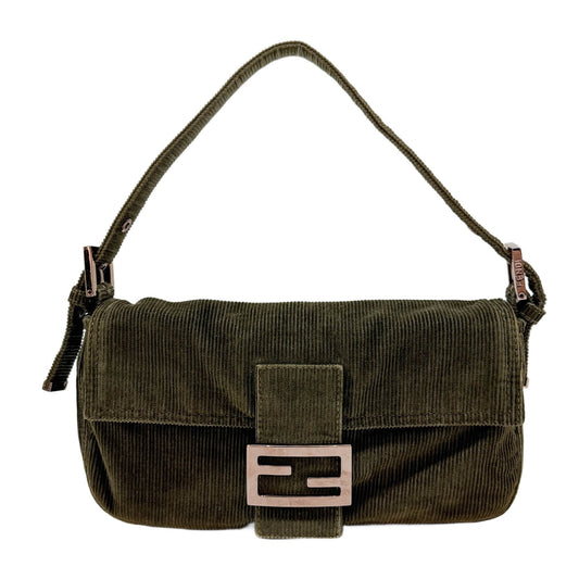 Baguette Deep Olive Green Corduroy Shoulder Bag