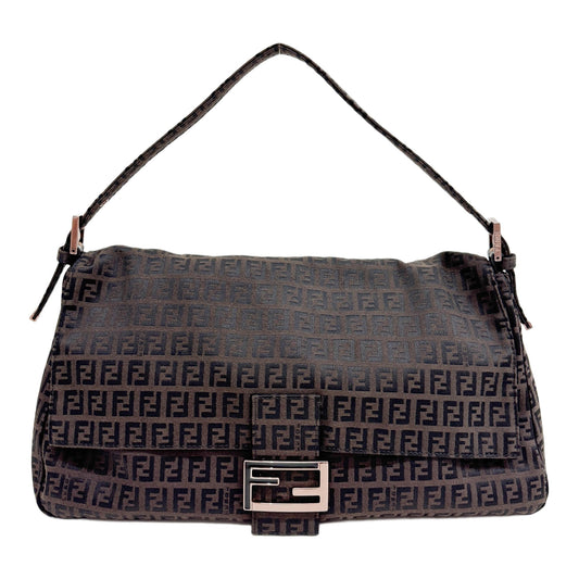 Large Mamma Baguette Brown Zucchino Canvas Shoulder Bag