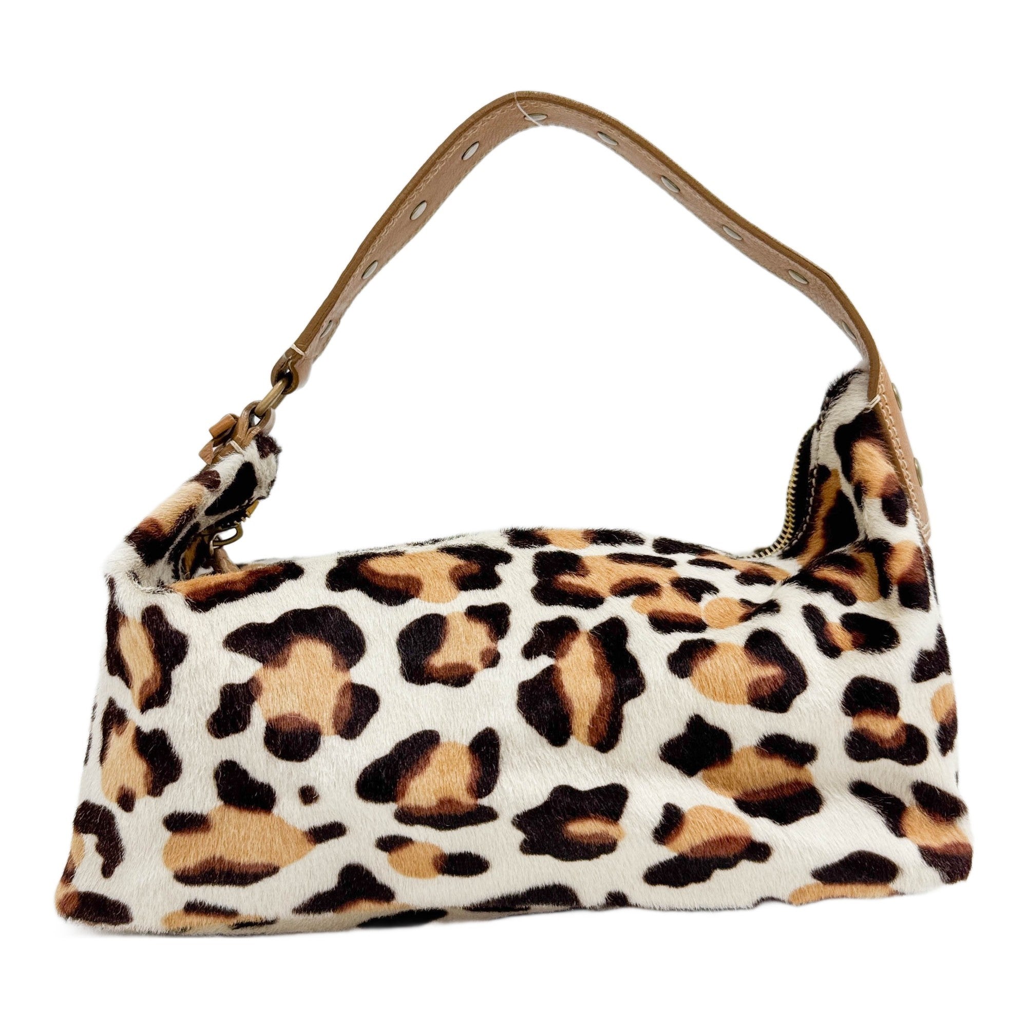 Brown Leopard Print Pony Hair Handle Bag
