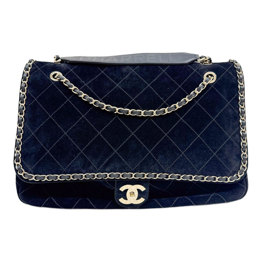 Chanel x Pharrell Williams XXL Classic Flap 2019 Matelasse Black Suede Shoulder Bag
